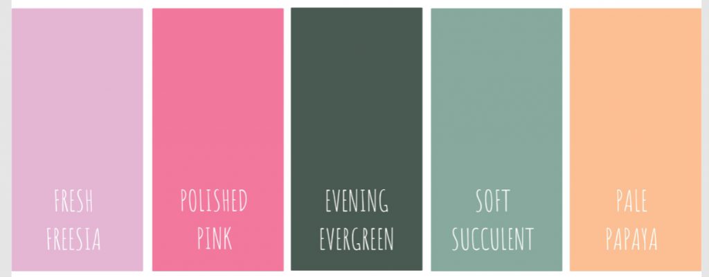 Colors used for  “Posey Patch” Stamp Set and dies